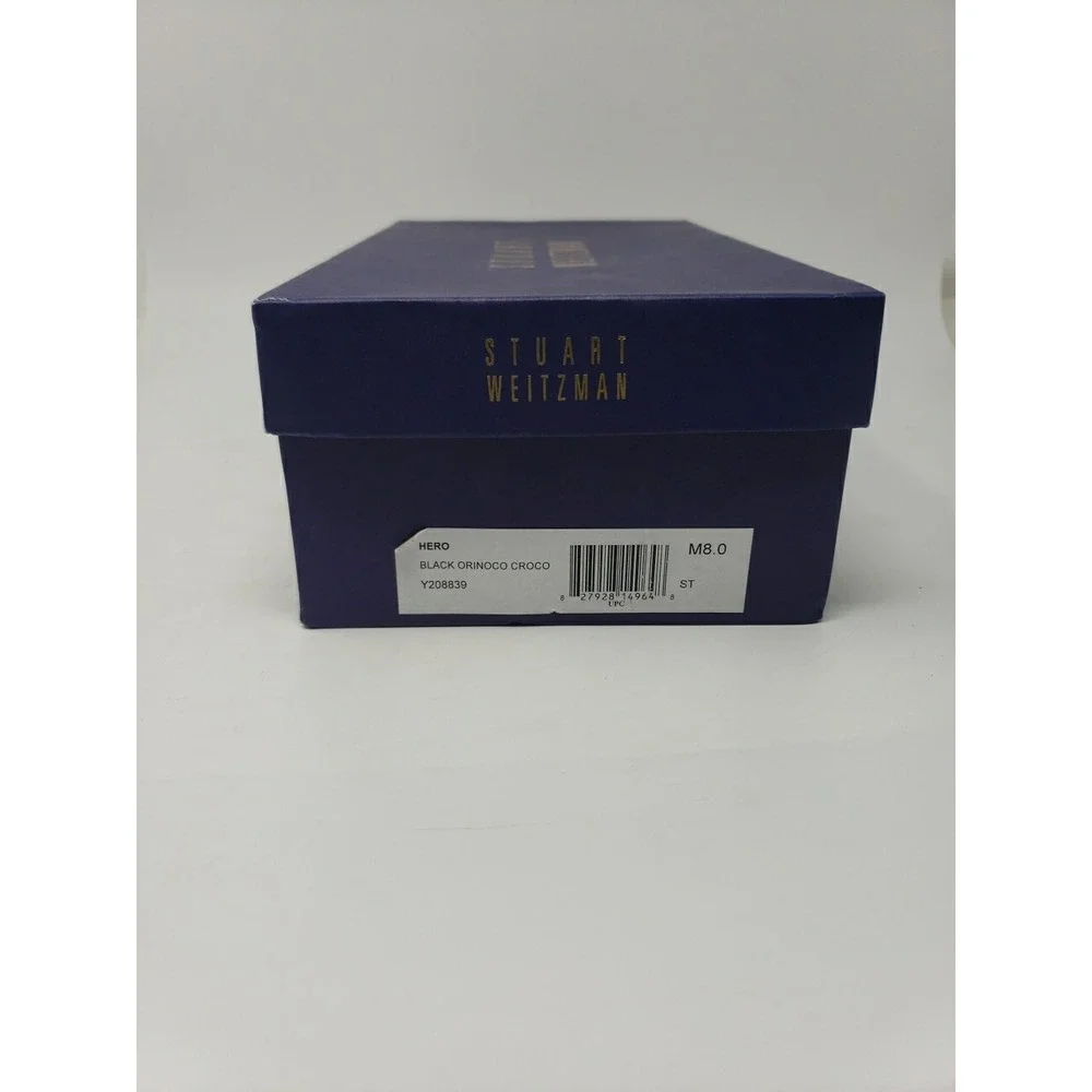Stuart Weitzman Women's Black Patent Open Toe Strap Closure 1.5